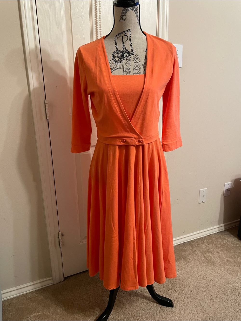 Cyrus Orange Fit and Flare Midi Dress with Bolero